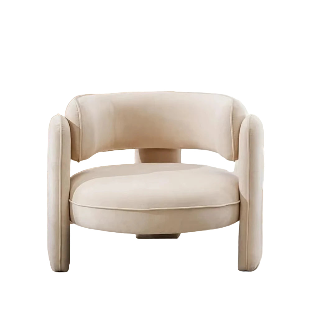 White Velvet Mid Century Accent Chair