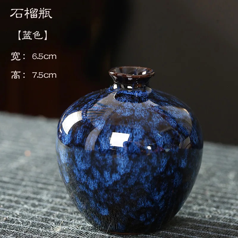 Glazed Ceramic Stem Vase - Purple