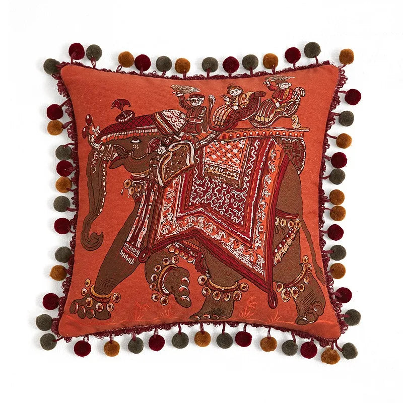 Burnt Orange Velvet Tassel Cushion Cover