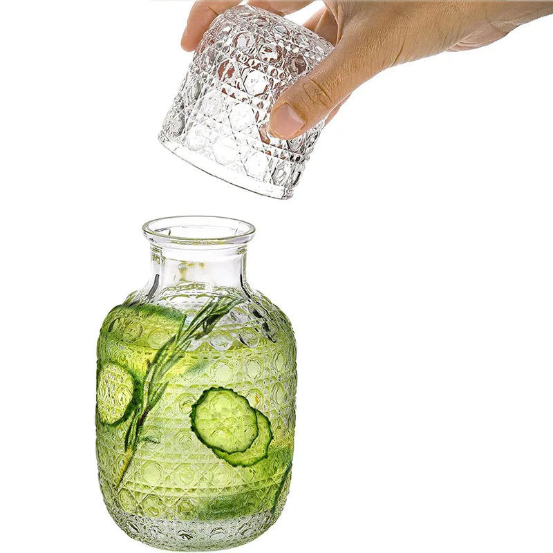 Embossed Art Deco Glass Decanter