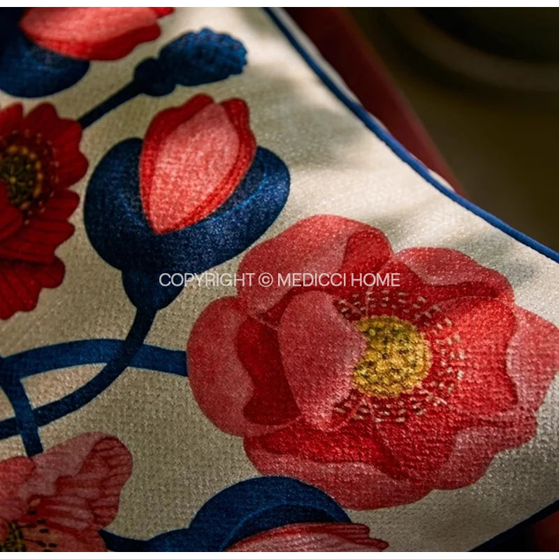 Bonatical Bloom Dusty Rose Velvet Patterned Cushion