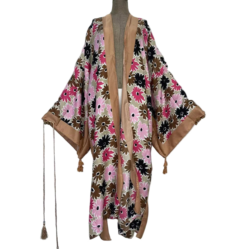 WINYI 2022 fashion Summer Women Cardigan Nature series elegant sexy Boho Maxi African Holiday kaftan Batwing Sleeve kimono