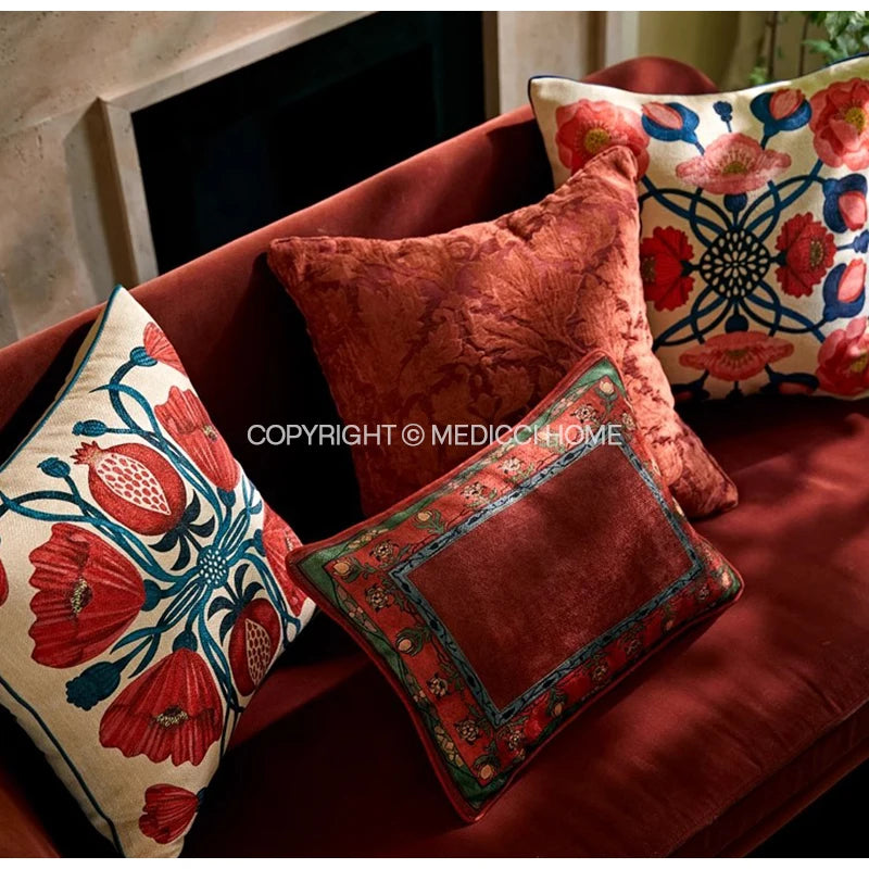 Bonatical Bloom Dusty Rose Velvet Patterned Cushion