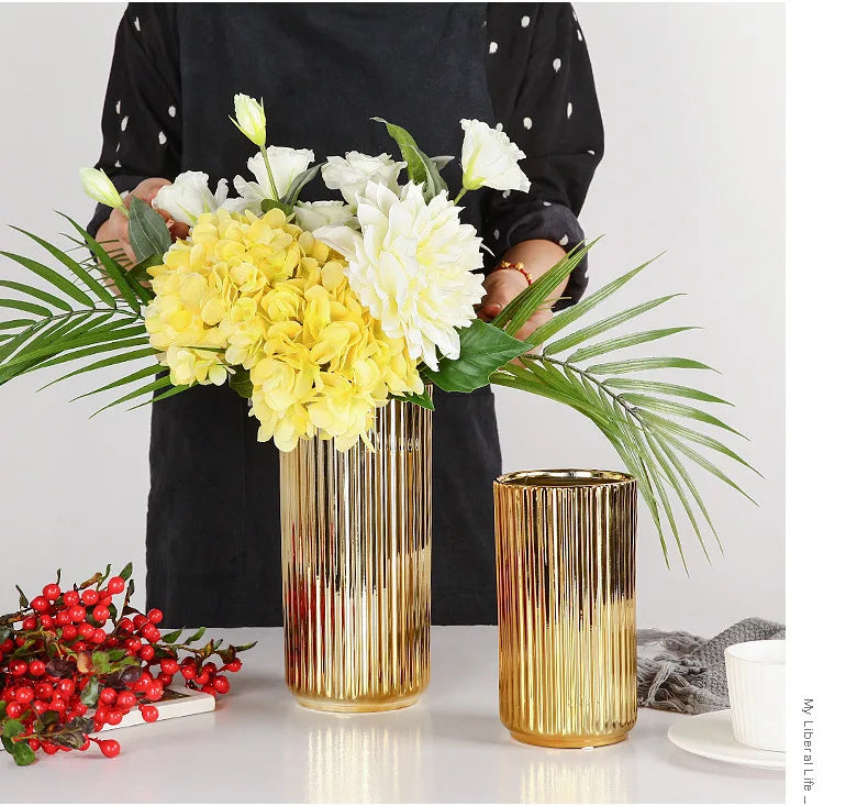 Old Hollywood Gold Vase