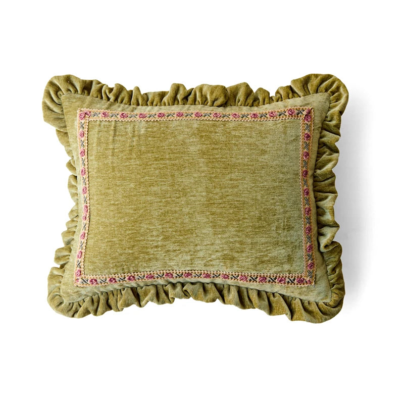 The Lady Green Velvet Cushion Cover