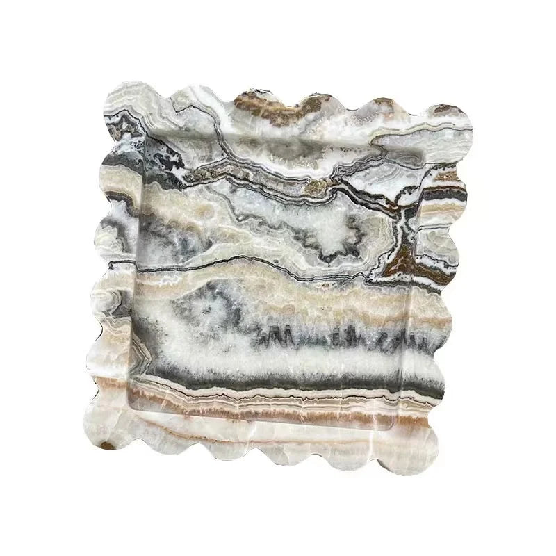 Scalloped Marble Tray - Light