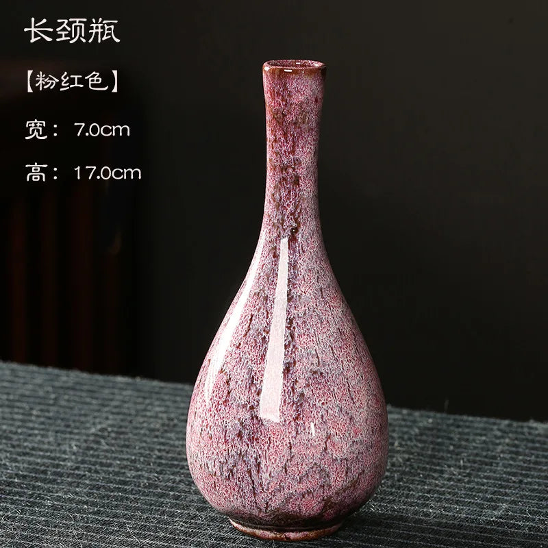 Glazed Ceramic Stem Vase - Purple