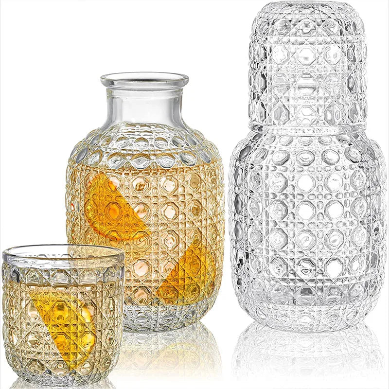 Embossed Art Deco Glass Decanter