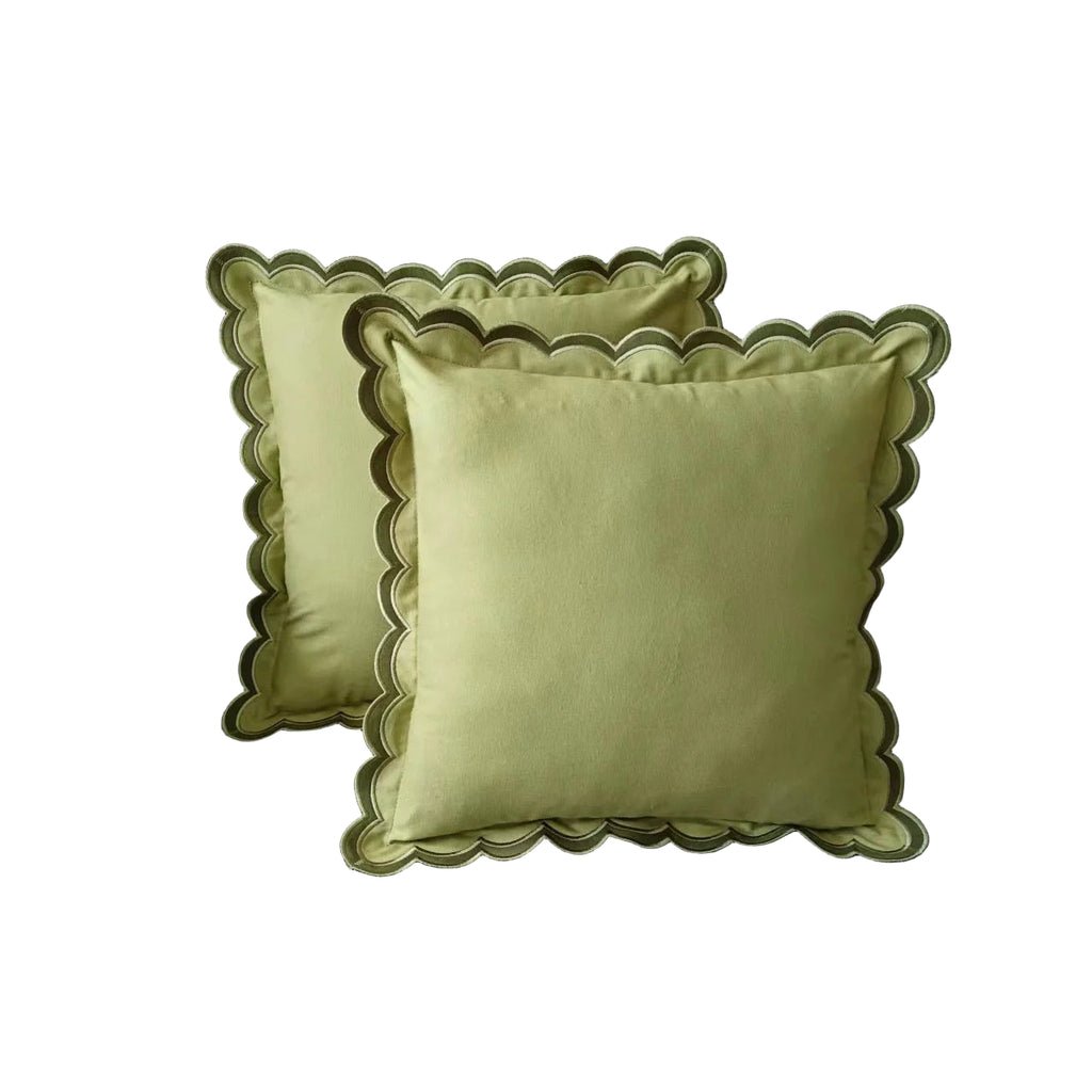 Olive Scalloped Cushion Cover