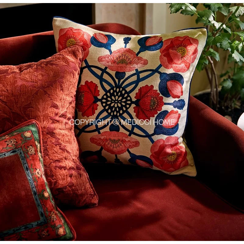 Bonatical Bloom Dusty Rose Velvet Patterned Cushion