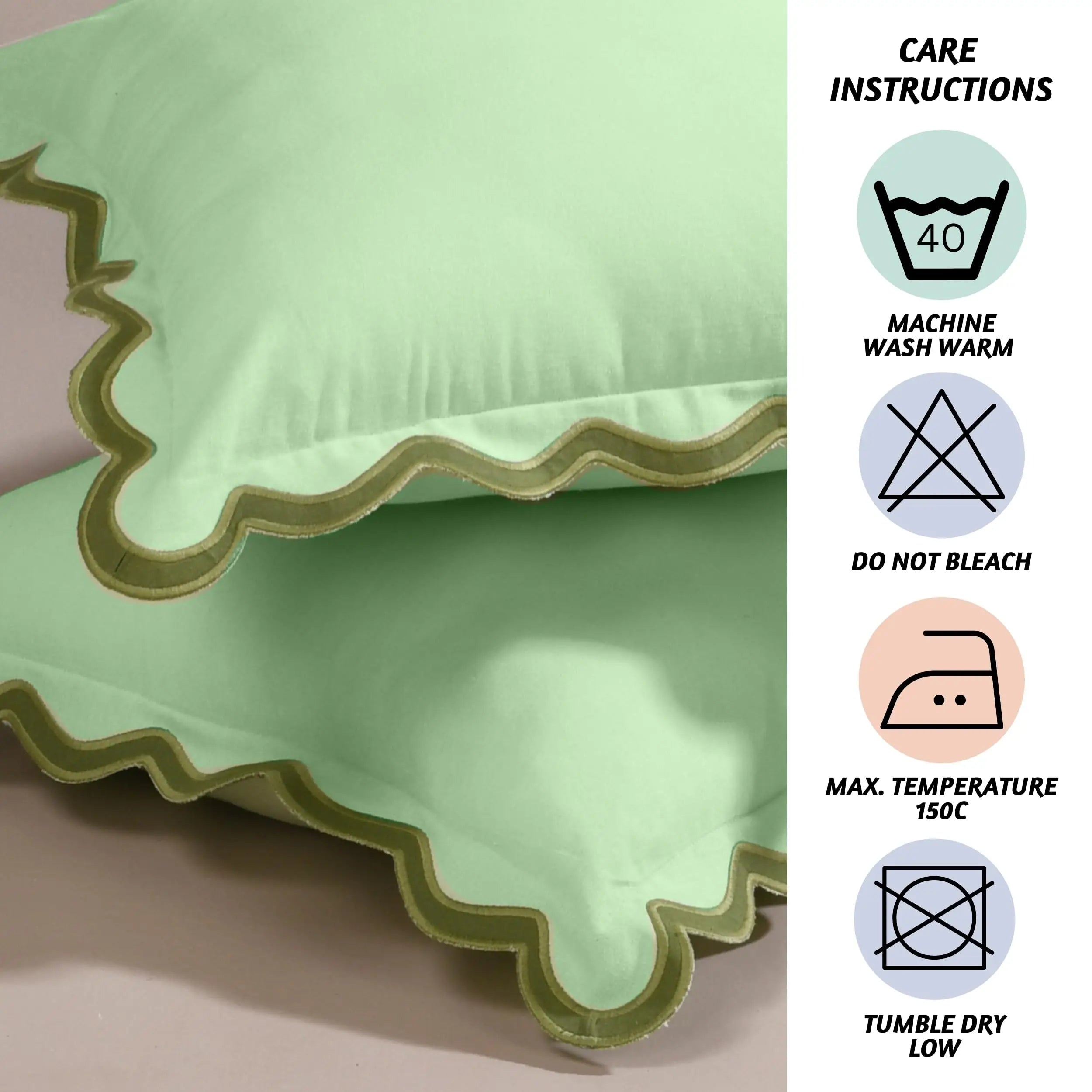 Olive Scalloped Cushion Cover