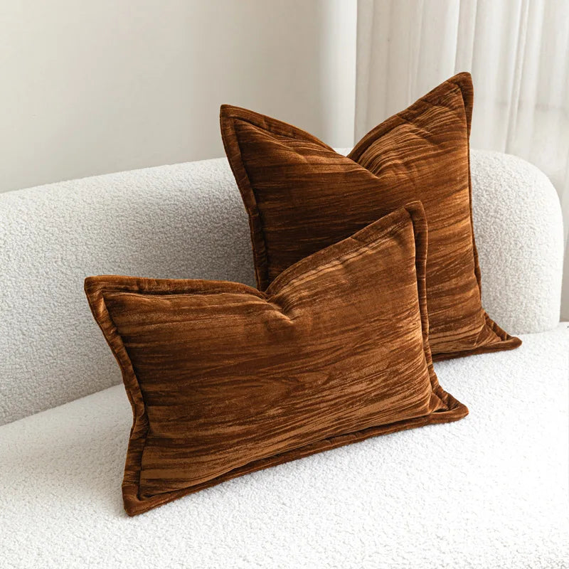 Sunset Brown Orange Velvet Cushion Cover