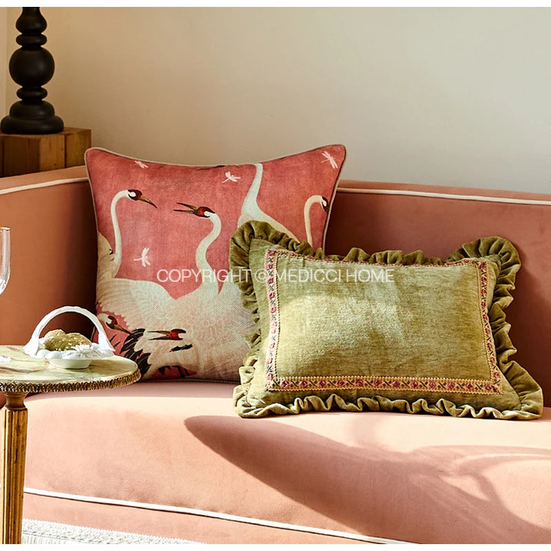 The Lady Green Velvet Cushion Cover