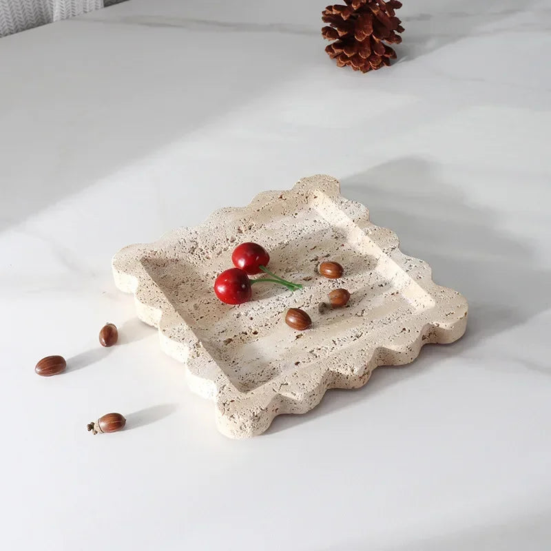 Scalloped Marble Tray - Dark