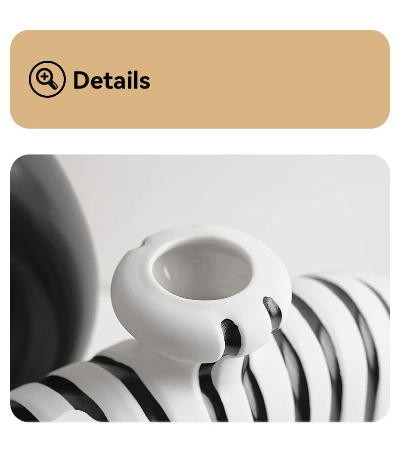Artisan Black and White Striped Knot Vase