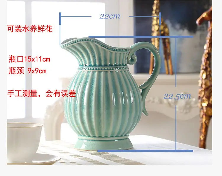 Vintage style Blue Ceramic Jug