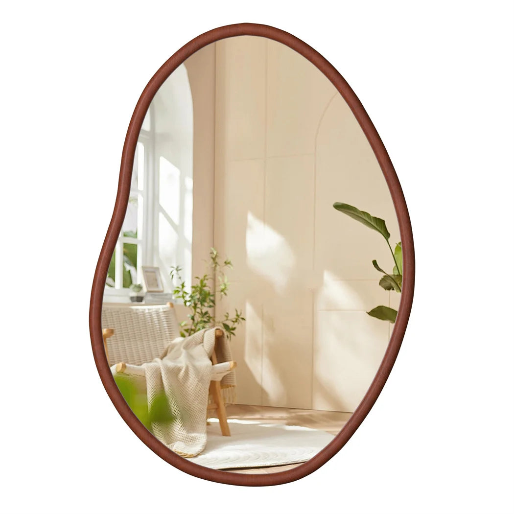 Irregular Oval Wood Framed Mirror