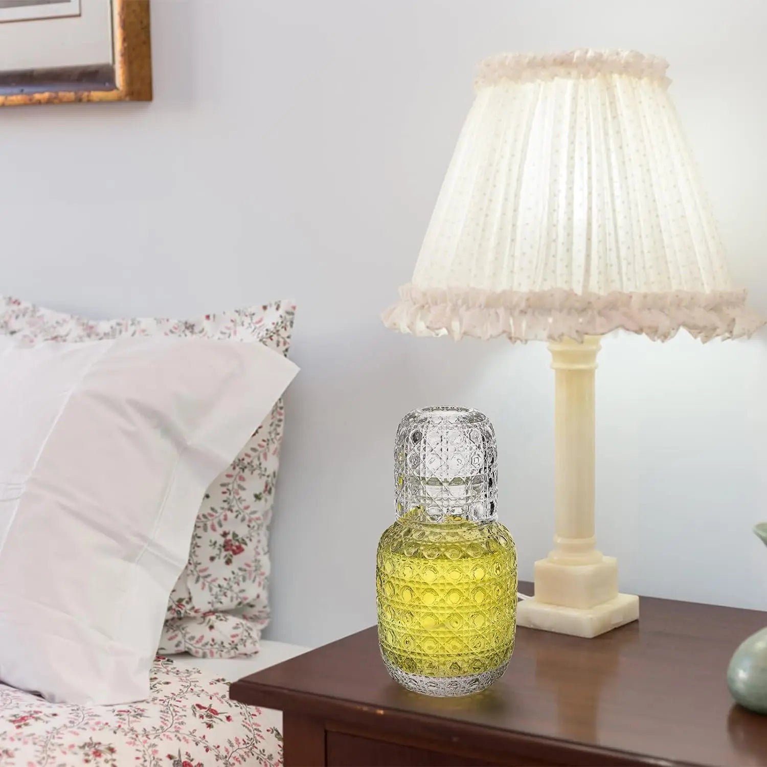 Embossed Art Deco Glass Decanter