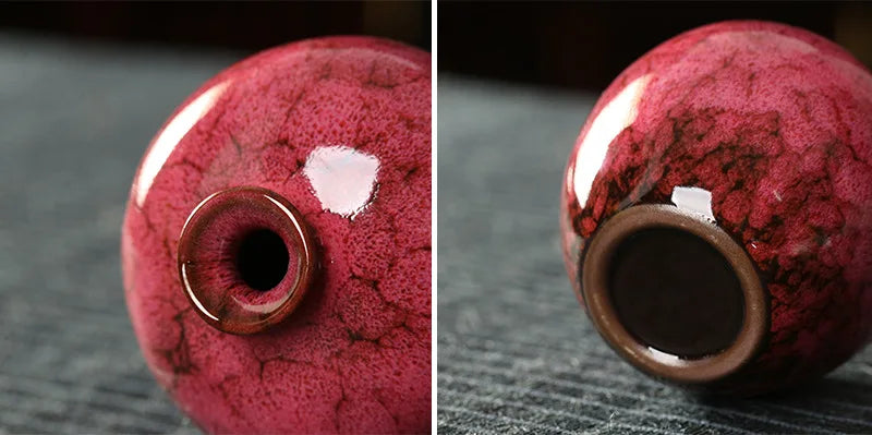 Glazed Ceramic Stem Vase - Purple