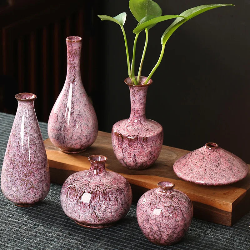 Glazed Ceramic Stem Vase - Purple