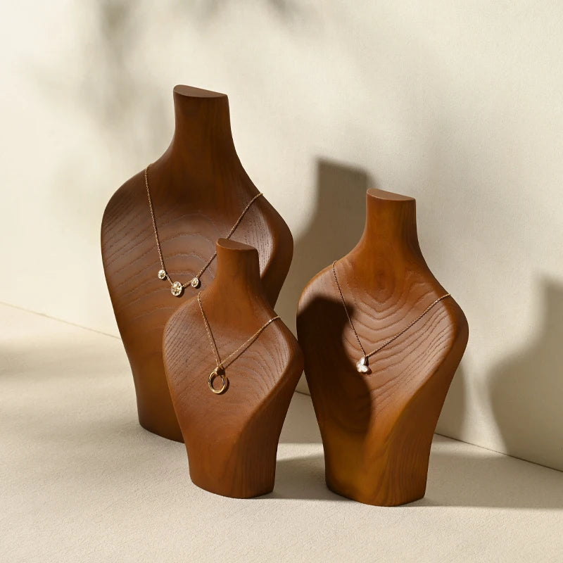 Solid Wood Necklace Bust