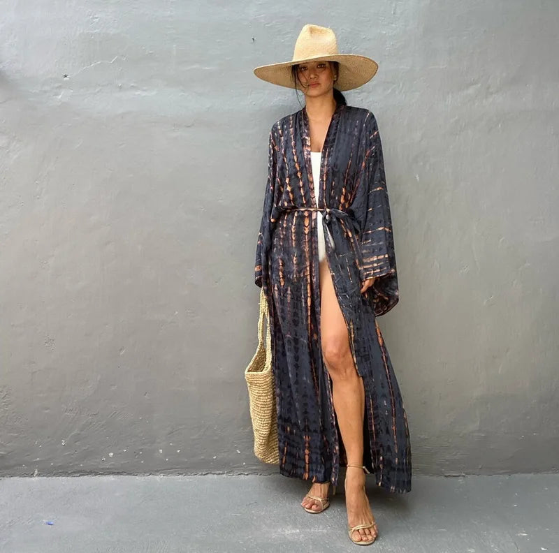Para Praia 14 Colors Kimonos Bikini Cover Ups Beachwear Beach Robe Femme Long Dress Sarong Women Loose Cardigan Swimsuit Covers