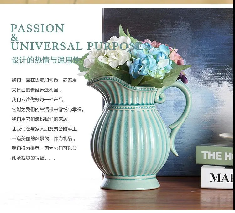 Vintage style Blue Ceramic Jug