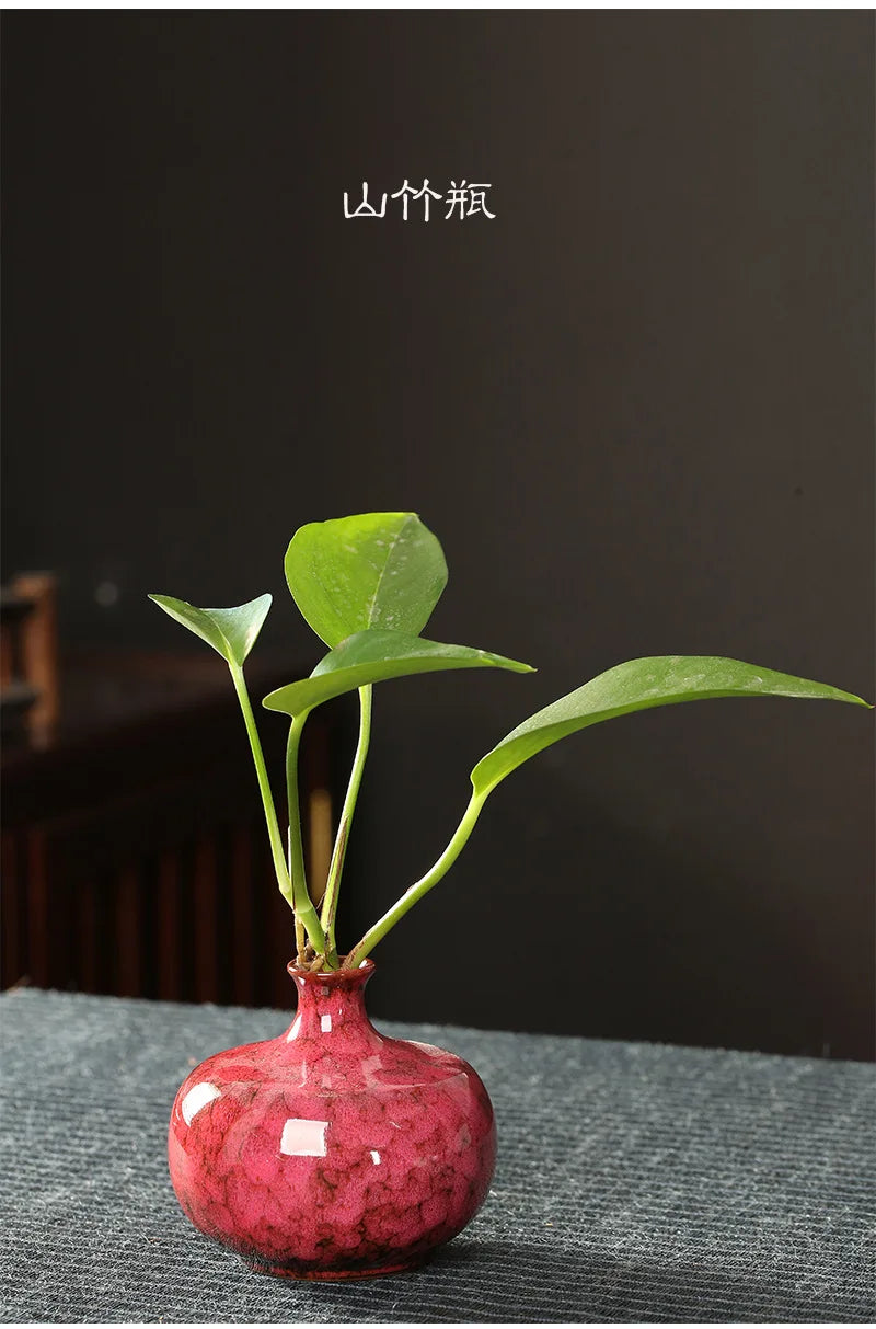 Glazed Ceramic Stem Vase - Purple