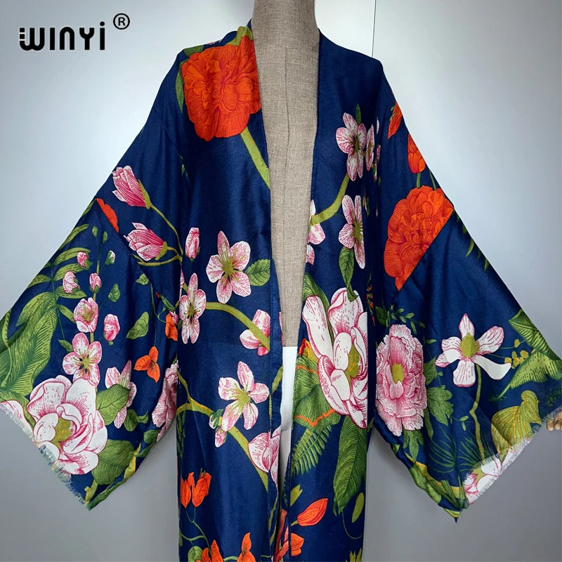 WINYI Africa fashion summer kimono maxi dress beach cover up Cardigan abaya muslim woman coat boho kaftan beach outfits women