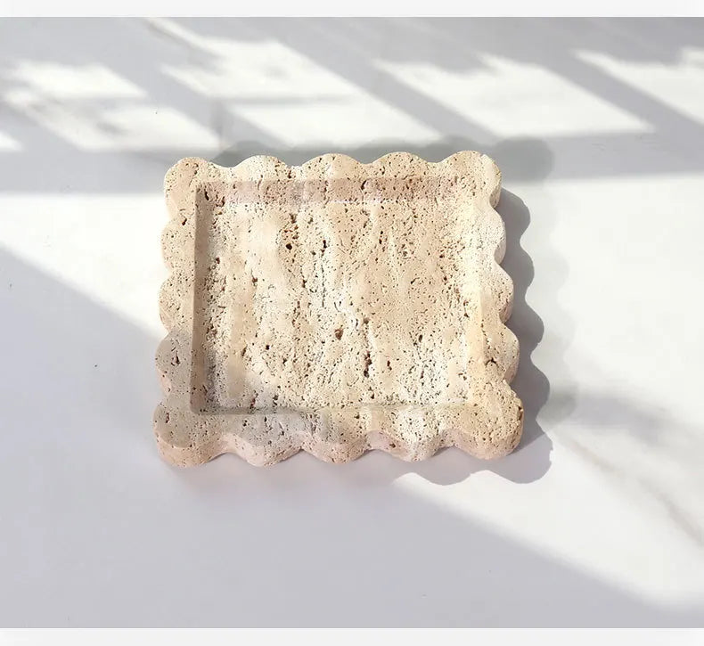 Scalloped Marble Tray - Dark