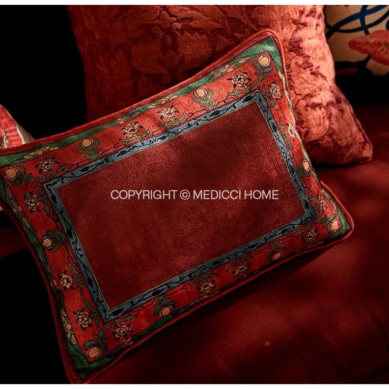 Bonatical Bloom Dusty Rose Velvet Patterned Cushion