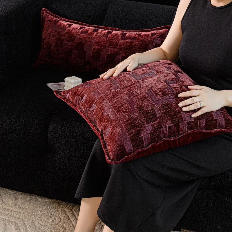 Velvet Purple Square Detail Cushion Cover