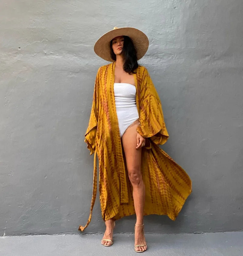 Para Praia 14 Colors Kimonos Bikini Cover Ups Beachwear Beach Robe Femme Long Dress Sarong Women Loose Cardigan Swimsuit Covers