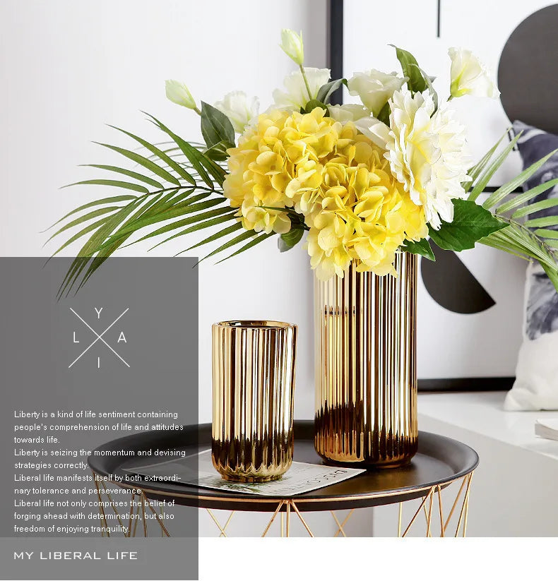 Old Hollywood Gold Vase