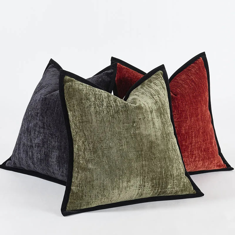 White Cushion Cover with Black Border