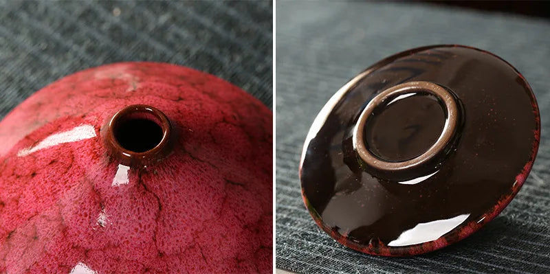 Glazed Ceramic Stem Vase - Purple