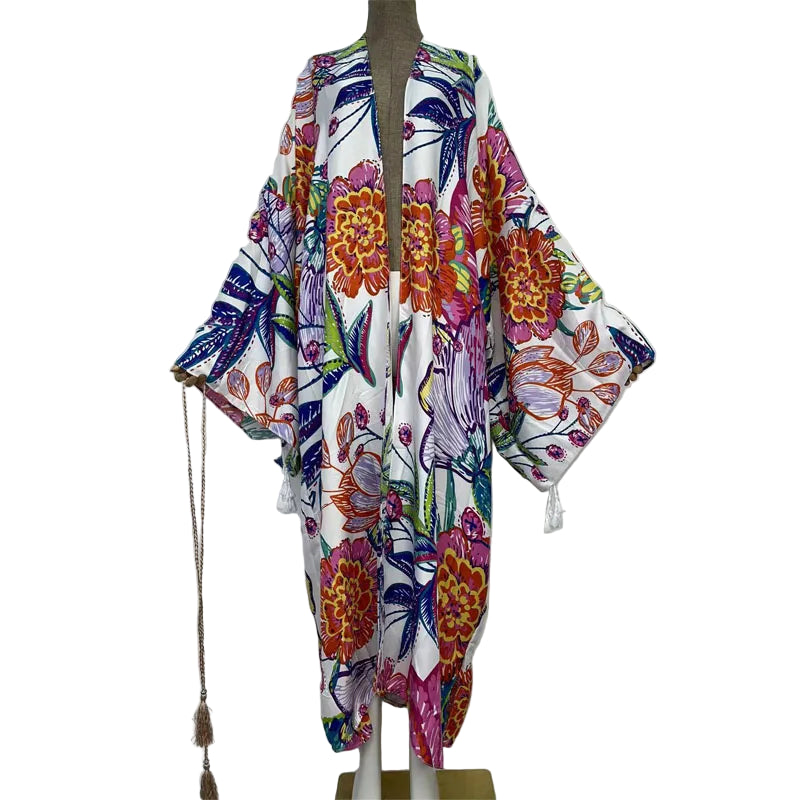 WINYI 2022 fashion Summer Women Cardigan Nature series elegant sexy Boho Maxi African Holiday kaftan Batwing Sleeve kimono