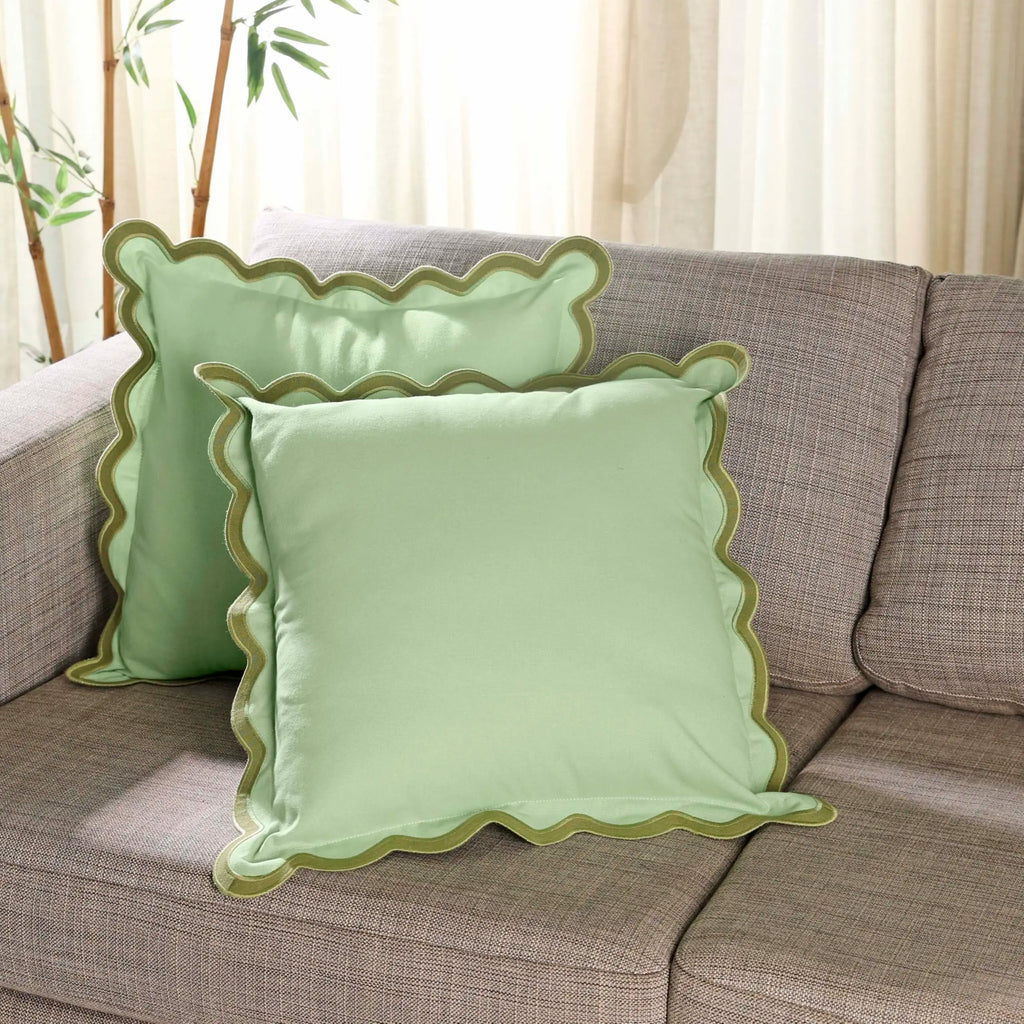Olive Scalloped Cushion Cover