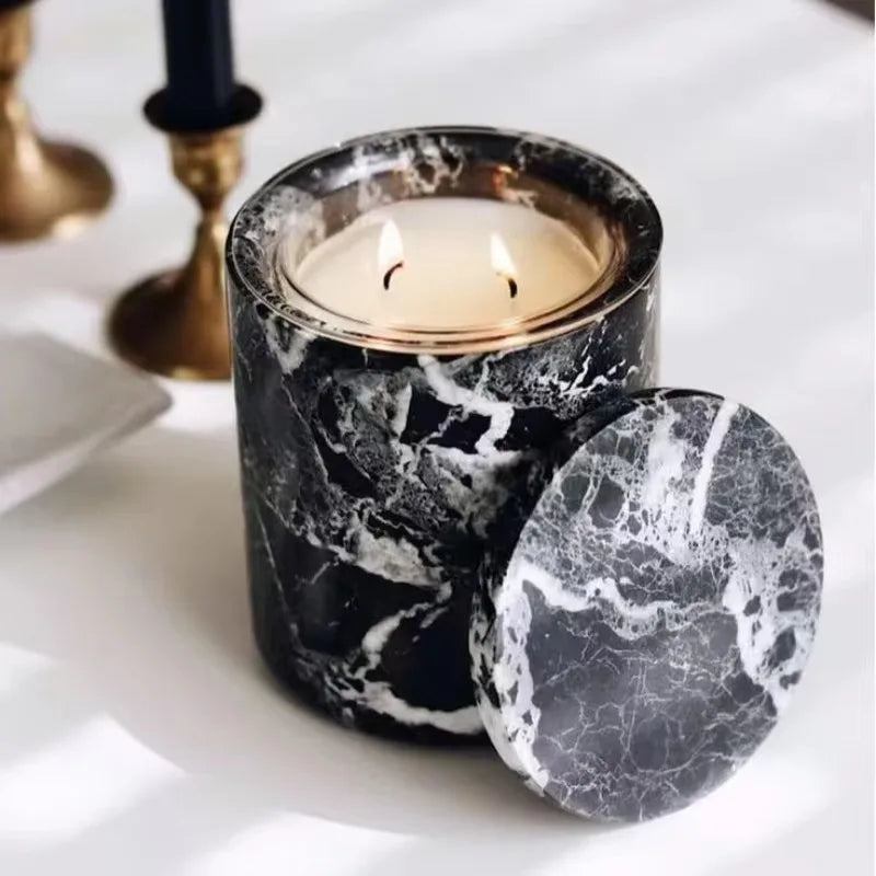 Stone Candle Jar Holder