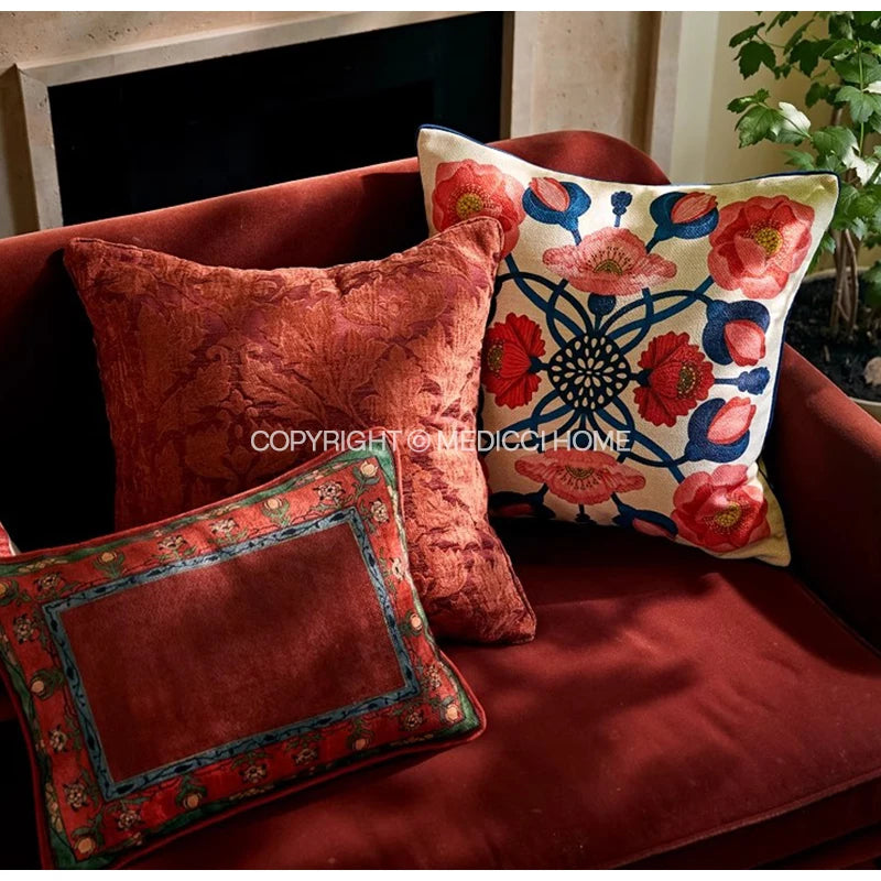 Bonatical Bloom Dusty Rose Velvet Patterned Cushion