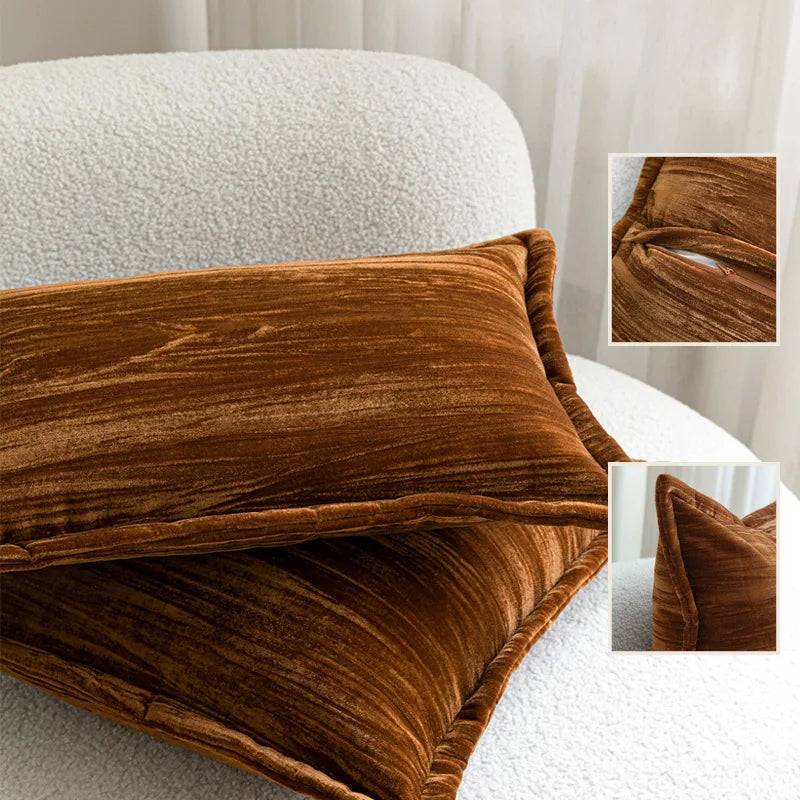 Sunset Brown Orange Velvet Cushion Cover