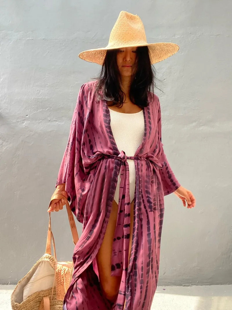 Para Praia 14 Colors Kimonos Bikini Cover Ups Beachwear Beach Robe Femme Long Dress Sarong Women Loose Cardigan Swimsuit Covers