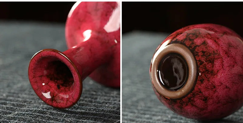 Glazed Ceramic Stem Vase - Purple