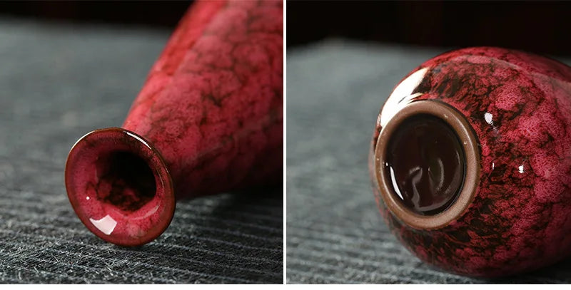 Glazed Ceramic Stem Vase - Purple