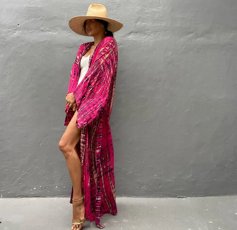 Para Praia 14 Colors Kimonos Bikini Cover Ups Beachwear Beach Robe Femme Long Dress Sarong Women Loose Cardigan Swimsuit Covers