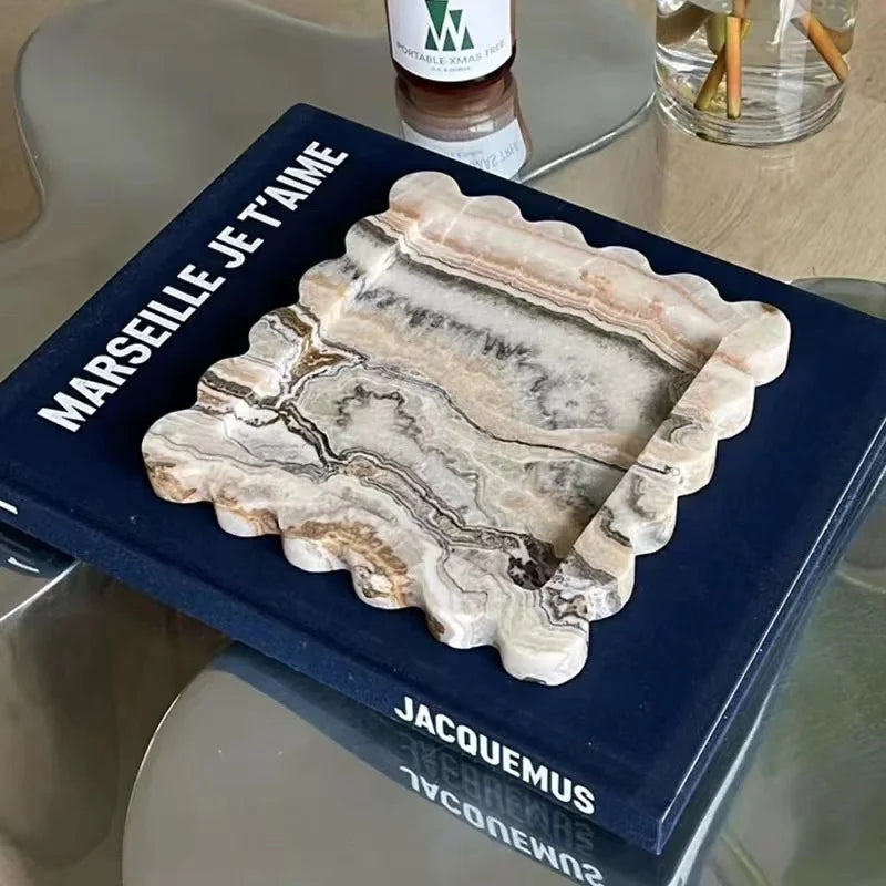 Scalloped Marble Tray - Light