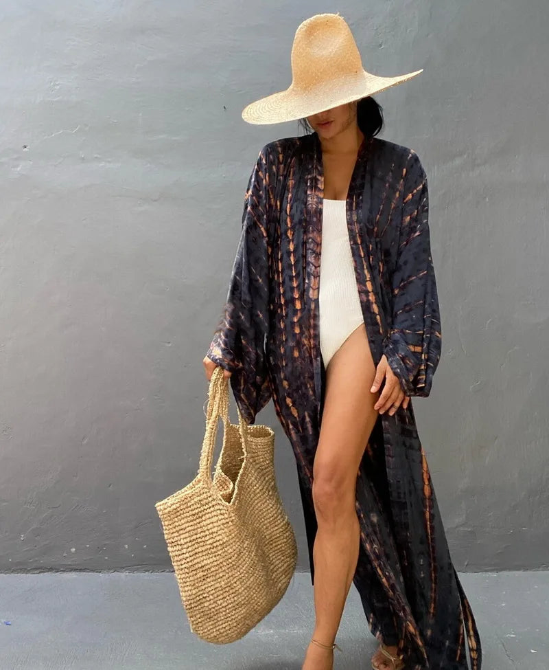 Para Praia 14 Colors Kimonos Bikini Cover Ups Beachwear Beach Robe Femme Long Dress Sarong Women Loose Cardigan Swimsuit Covers