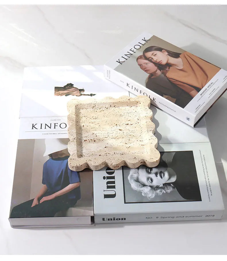 Scalloped Marble Tray - Dark