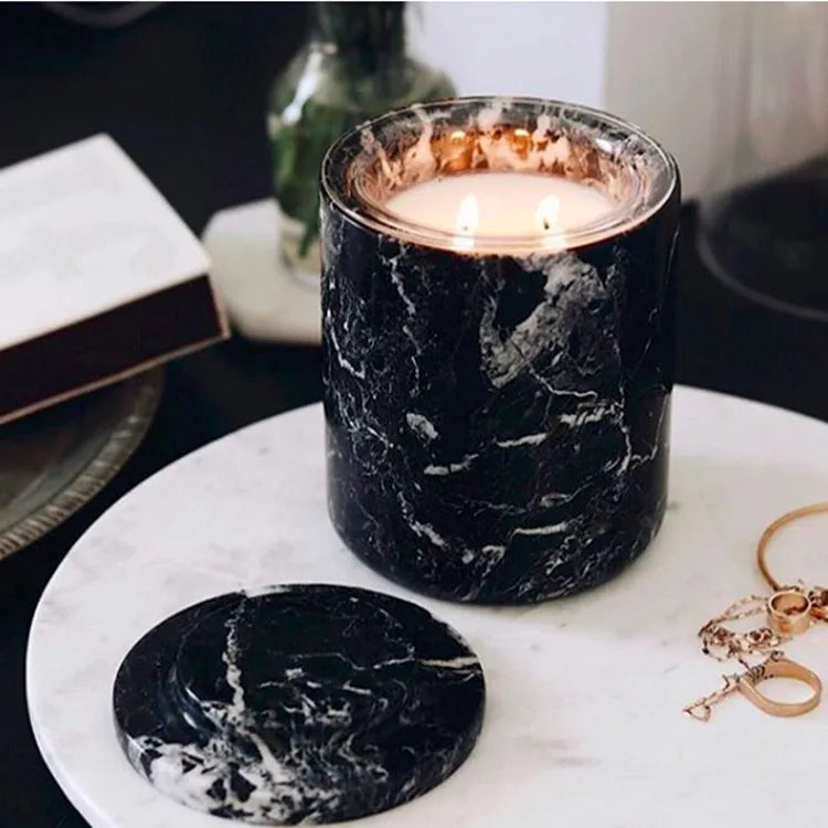 Stone Candle Jar Holder