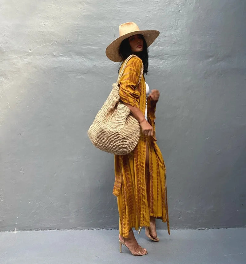 Para Praia 14 Colors Kimonos Bikini Cover Ups Beachwear Beach Robe Femme Long Dress Sarong Women Loose Cardigan Swimsuit Covers